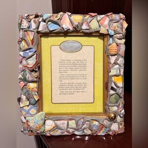 Mackenzie Childs 1980's Ceramic Shard Putty Jug Mixed Material 15 x 13" Frame